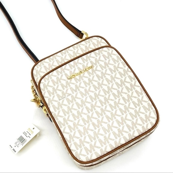 Michael Kors Medium NS Chain XBody Bag Vanilla/Brown - Picture 4 of 12